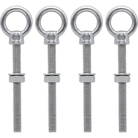 Boulons à oeil M10 x 100 mm Vis à Anneau M10 avec filetage métrique en acier inoxydable pour Fixation et Suspension, 4 pièces (1/5)