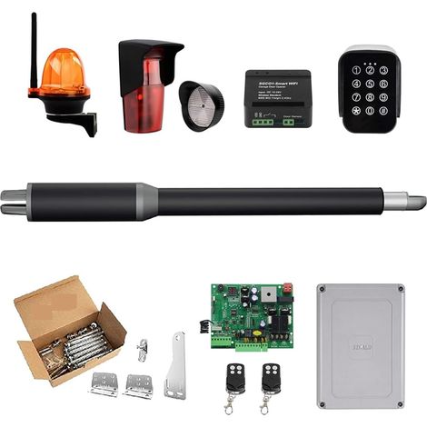 Kit d'ouvre-portes automatiques Ouvre-porte automatique à balançoire simple - 10 pieds de long 450 lbs Ouvre-porte à verrouillage électrique avec contrôle Wifi solaire pour accessoires de portail coul (1/5)