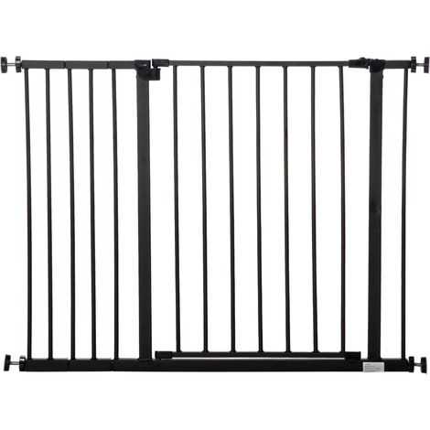 Cancelletto per Cani Estensibile con Viti e Ampia Apertura 76-107x76 cm in Metallo e Plastica Nero (1/5)