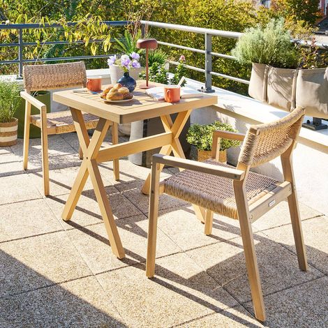 Table de jardin 2 places Xenia eucalyptus 70x70cm - Hespéride