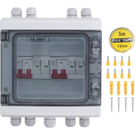 Sectionneur PV DC500V 2E/2S – Protection surtensions 20-40kA – Boîtier IP65 étanche 32A – Système solaire (1/5)
