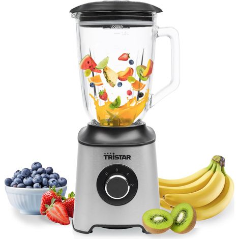 Blender de Table, Bol en Verre 1,5 L, Moteur 1000 W, Corps en Acier Inoxydable, 2 Vitesses, Facile à Nettoyer, BL-4489 (1/5)