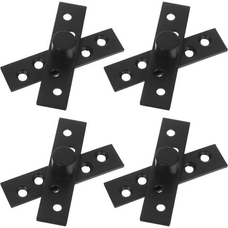 Juego de 4 bisagras centrales invisibles de acero inoxidable negro, rotación de 360° para puertas, bisagras discretas y silenciosas, sistema de fijación.