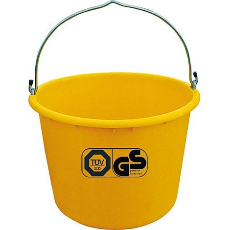 Seau de chantier 20L jaune accrochable TüV emballage : 5 pces