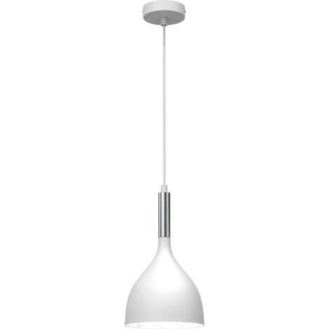 Suspension Luminex Noak blanc mat chrome E27 15W métal