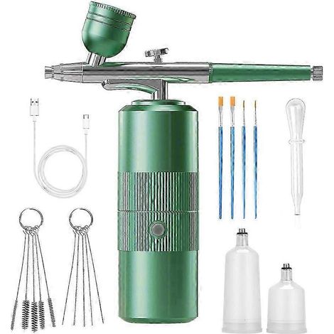 Ce kit aérographe portable comprend un compresseur haute pression de 48 PSI, une buse de 0,3 mm et 3 réglages ajustables. Il est idéal pour le nail art, le maquillage et la peinture. (1/5)