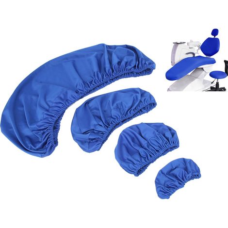Housse de protection lavable élastique pour fauteuil dentaire, kit avec manchons et coussin tête bleu (1/5)