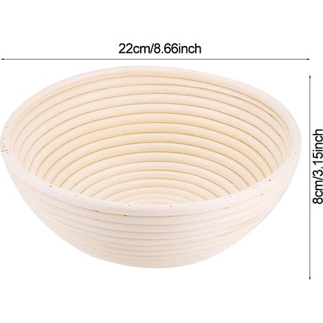 Panier de fermentation en rotin naturel non blanchi fait main pour pain et pâte à lever (1/5)