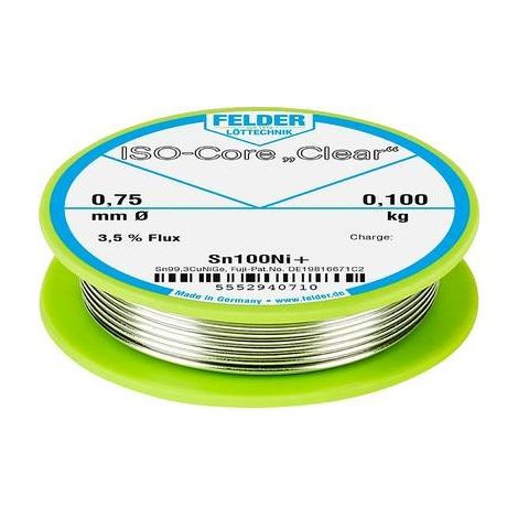 Felder ISO-Core Clear Sn100Ni Plus hilo de soldadura claro 0,75 mm