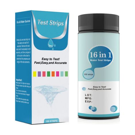 Bandelettes de test d'eau universelles, test de sécurité de l'eau 16 en 1, test rapide et précis du pH et du chlore de la piscine, kit de test d'eau en papier, 50 pièces (1/5)