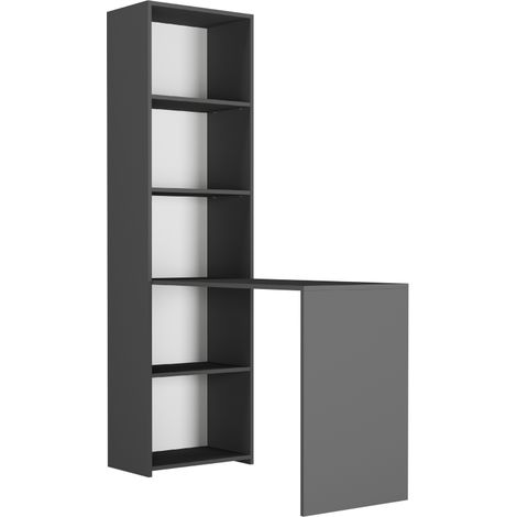 Bücherregal mit Eckschreibtisch, Anthrazit - 180 x 120 x 50 cm - Modern B-50S (1/5)