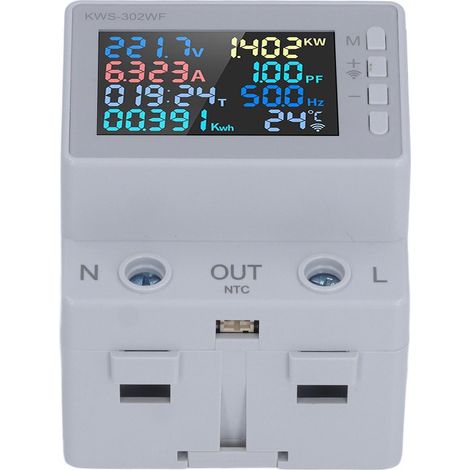 Compteur d'énergie sans fil Wi-Fi avec affichage couleur LED, compteur de puissance pour rails électriques, compteur de consommation électrique AC170‑270V 63A (1/5)