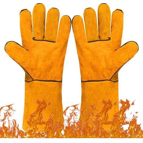 CCYKXA Heat-resistant barbecue gloves for oven, kitchen, grill, microwave, fireplace and welding, 33 cm (1/5)