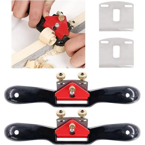 set of two adjustable radius planes, with a flat base and metal blades, for a total of 4 blades. (1/5)