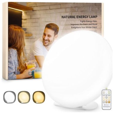 QORVA-Lampe de luminothérapie 10000 Lux – 3 modes de couleur – 5 niveaux de luminosité – Télécommande RF – 4 réglages de minuterie (1/5)