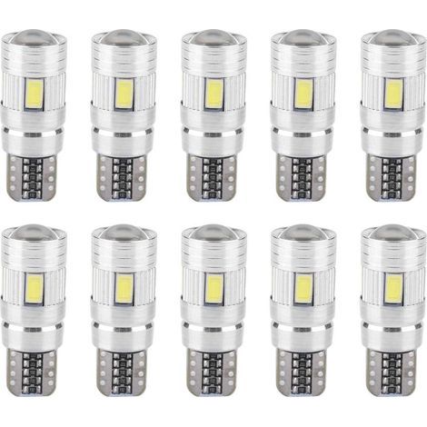 Bombilla LED, 10 unidades T10 5630 6SMD W5W Decodificación de coche LED Canbus Sin errores Luz de posición lateral para matrícula (1/5)