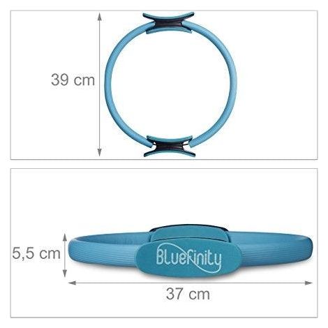 Anneau pilates 39 cm avec doubles poignées pour yoga mousse rembourré anneau de résistance, turquoise (1/4)