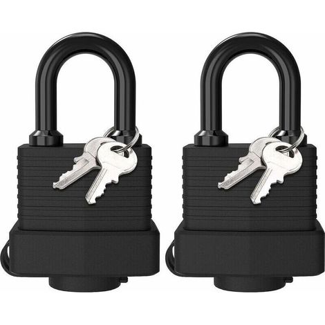 Cadenas étanche, [2 Pièces] Cadenas à Clé avec Protection Thermoplastique, Cadenas Lourd en Acier Laminé Extéri Résistant aux Intempéries, 4 Clé, pour Casier/Gym/école/Garage/Clôture (1/5)