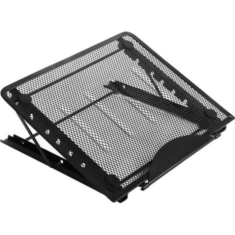 Support ergonomique ventilé pour ordinateur portable avec hauteur réglable, compatible avec la plupart des ordinateurs portables 16 pouces, rehausseur de bureau stable pour une meilleure posture, noir (1/5)