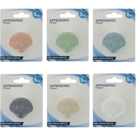Cleafe - Gancio Appendino Adesivo Appendiabiti Parete Cucina Bagno Forma Conchiglia Colorata 10808 -