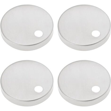 4 Pieces Toilet Seat Hinge Cover 55mm Diameter Toilet Seat Hinge Fixings Covers Stainless Steel Decorative Covers Top Fixing Toilet Bowl Silver