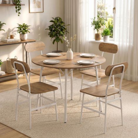 Ensemble table salle manger 4 chaises cuisine 4 personnes cadre métal naturel, épuré (1/5)