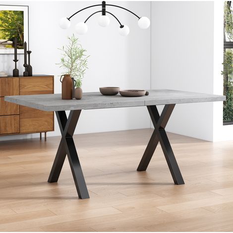 MEUBLIV Tavolo da pranzo 140x80 cm grigio e nero – gambe incrociate, montaggio richiesto (1/5)