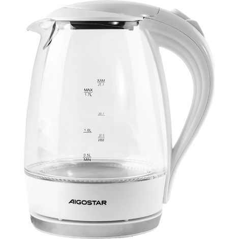 Aigostar Bollitore Elettrico in Vetro Borosilicato 1.7L 2200W Bianco Luce LED (1/3)