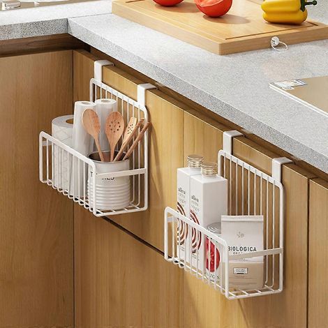 Panier de rangement métallique à grille pour la maison, étagère de chevet, organisateur de porte de placard de cuisine (1/4)