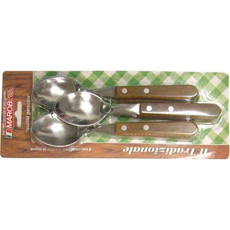 Set 6 Cucchiai Posate da Tavola Manico in legno Marietti (1/2)