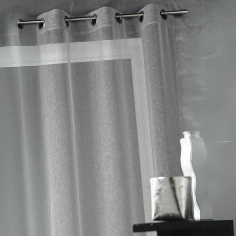 Voilage uni avec fils en lurex Noir 140x260 cm