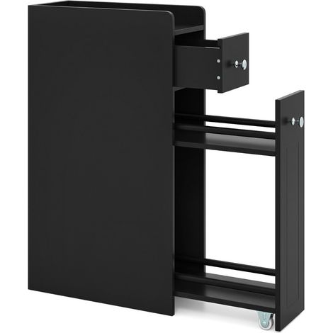 Mueble de almacenaje estrecho 40 x 18 x 70 cm con cajones deslizantes para baño diseño moderno MDF negro 200020117