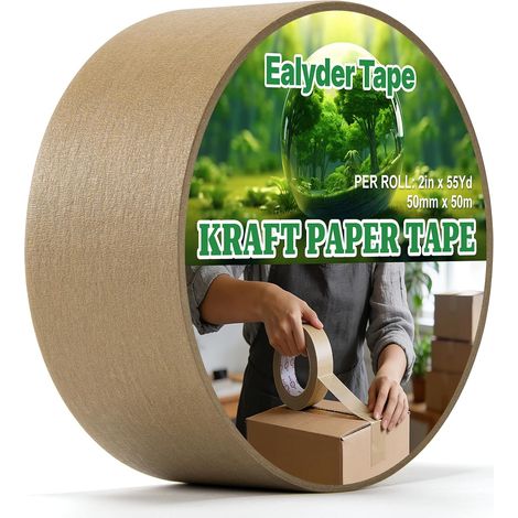 1 Roll of Kraft Packaging Tape 50 mm x 50 m Eco Friendly Writable (1/5)