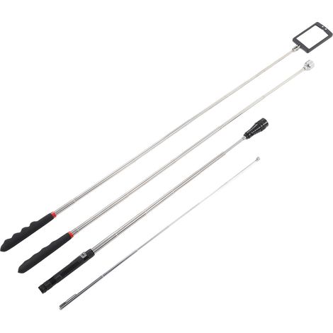 4-teiliges teleskopisches Magnethebewerkzeug-Set, 360° schwenkbarer Inspektionsspiegel, flexibler Schaft mit LED-Leuchte, Tragkraft 9 kg/0,7 kg, quadratisch, für Heim- und Werkstattgebrauch (1/5)
