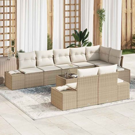 Conjunto de sofás de jardín Beige y Crema Poliratán vidaXL (1/5)