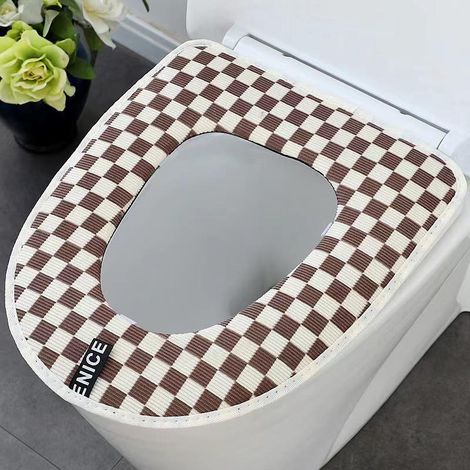 Lot de 1 Housse de Lunette WC Imperméable Kaki, Coussin de Siège Toilettes avec Fermeture Éclair, Rembourrage Chaud, Universel pour la Plupart des WC (Sans Adhésif) (1/5)