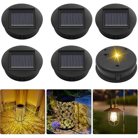 NAVESO Set di 6 pezzi di ricambio per lanterna solare, parte superiore di ricambio per luce solare da 8 cm, copertura per lanterna con pannello solare, pannello solare a LED impermeabile IP65 per deco (1/5)