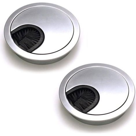 3 Pièces Passe Câbles Bureau Rond Encastrable, Couvercle Passe Câbles Fil, Rangements de Câbles pour Table de Bureau 60mm, Goulotte de Bureau Passe Câbles, pour Meuble (Argent)