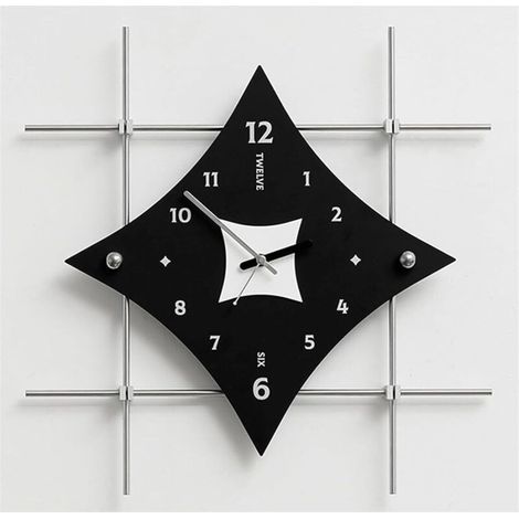 Moderne Tischuhr fürs Schlafzimmer, 40 cm große Acryl-Wanduhr mit kreativer Geometrie, zur Wandmontage, für Wohnzimmer/Schreibtischdekoration/Kunstgeschenk/Wanddekoration (Schwarz)
