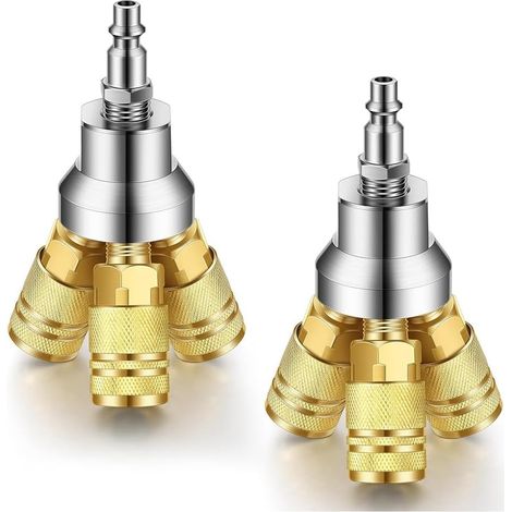 3-Wege-Luftverteiler-Splitter, Luftkompressor-Ersatzzubehör, 4-Port-Industrie-Steckdosenkabel mit 3 Stahlkupplungen und 1/4 NPT-Stecker