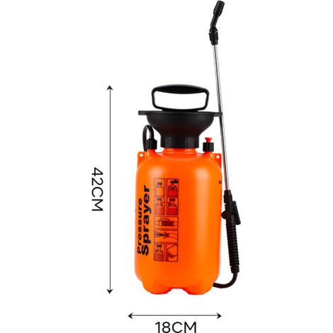 Pulvérisateur à Pompe 5L Haute Pression – Pulvérisateur Désherbant pour Jardin avec Sangle de Transport Réglable, Idéal pour Pesticides, Fongicides et Nettoyage - Orange