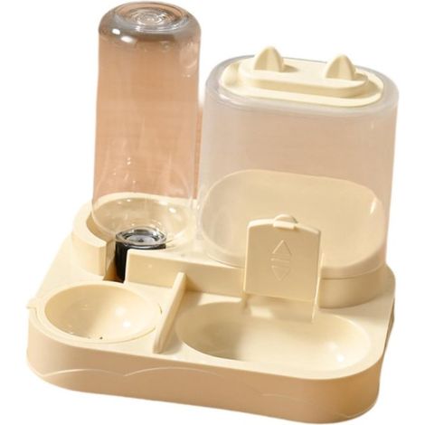 Distributeur automatique de nourriture 2 en 1 pour animaux de compagnie avec bol amovible - jaune - station d'alimentation compacte (1/5)