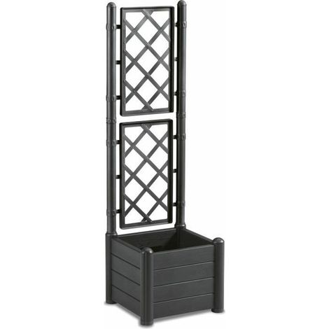 Bac à fleur cuadrado ITALIA con enrejado - 30L - Plástico - Antracita