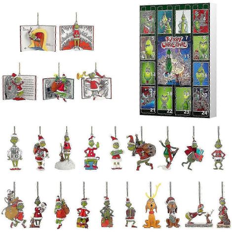 Calendrier de l'Avent de Noël, boîte surprise, compte à rebours de 24 jours, pendentif sapin de Noël, boîte surprise Grinch (1/5)