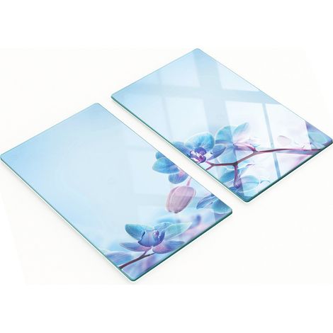Tableros de vidrio duraderos y elegantes con estampado de orqu铆deas tropicales, 2x30x52 cm.