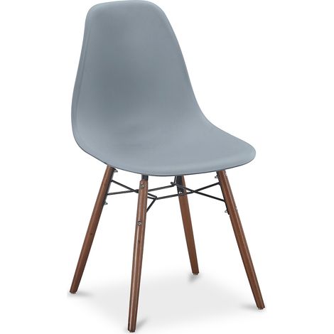 Dining Chair - Scandinavian Design - Dark Wood Legs - Skögur Light grey (1/4)