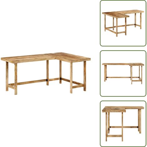 Bureau 165x110x75 cm bois massif de manguier - Bureau - Bureaux - Bureau D'étude - Bureau D'écriture (1/5)