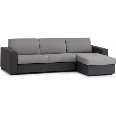 Talamo Italia Schlafsofa Alisea, Ecksofa, 100% Made in Italy, Sofa mit Drehöffnung, mit Wendebehälter Halbinsel, mit schmalen Armlehnen, Cm 260x95h90, Grau und Anthrazit