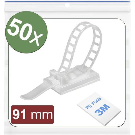 Quadrios 24CA440 Embase de fixation autocollant, vissable 24CA440 blanc 50 pc(s) Y859253