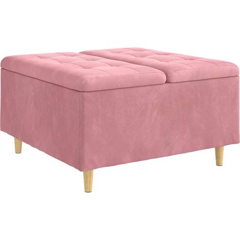 Aufbewahrungsottomane mit Kissen Rosa 80 x 80 x 45 cm Samt vidaXL